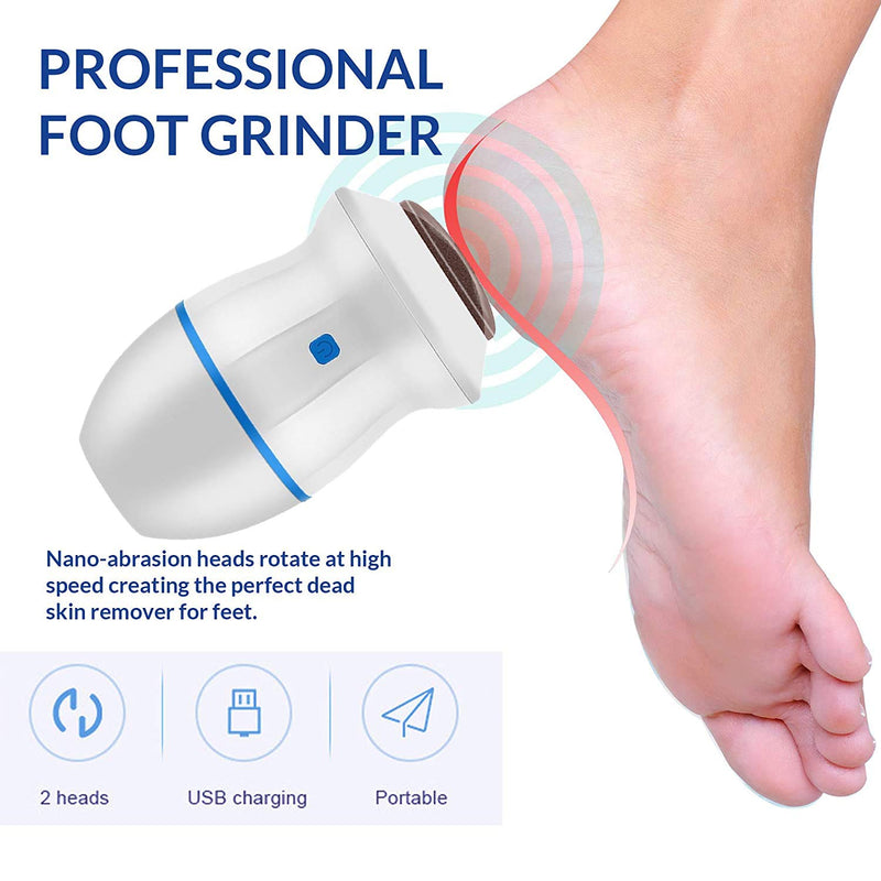 Electric Foot Grinder, Foot File Pedicure Tools, Portable USB Foot Care Dual Speed Callus Exfoliator Remover Eliminator Professional for Cracked Heels Dead Skin, Hard Cracked Dry Skin, Blue - BeesActive Australia