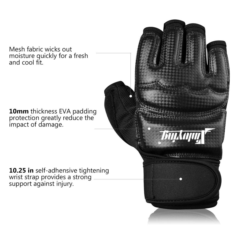 [AUSTRALIA] - Xinluying Punch Bag Boxing Martial Arts MMA Sparring Grappling Muay Thai Taekwondo Training PU Leather Wrist Wraps Gloves Black M(3.35"-3.94") 