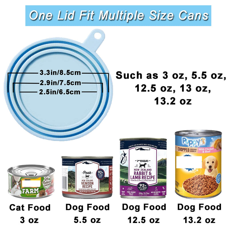 WAFJAMF Silicone Pet Can Covers,Dog Cat Food Can Lids and Spoons,Universal BPA Free,Fit Multiple Sizes Dishwasher Safe 3 Pack+Spoon - BeesActive Australia