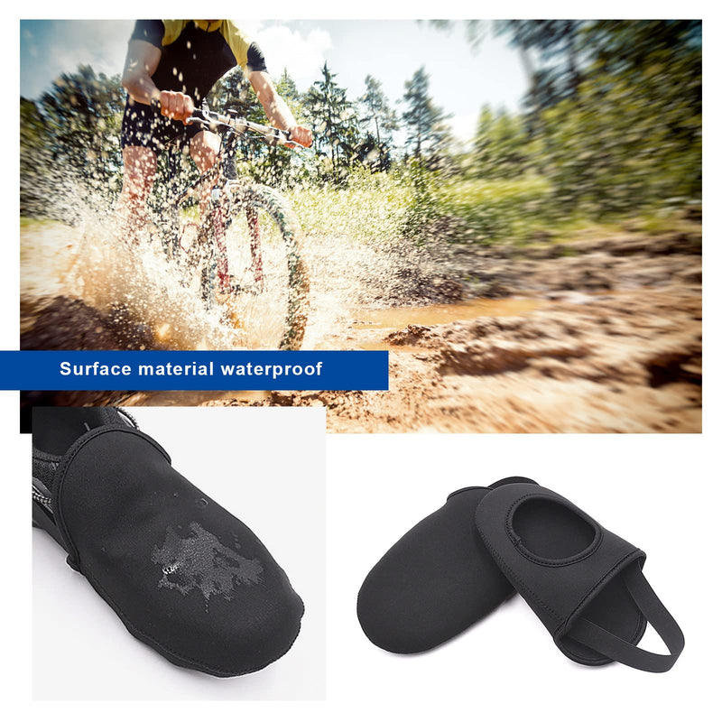 1 Pair of Riding Half Palm Shoe Covers Shoe Toe Windproof Thermal Outdoor Cycle Overshoes Protector for Mountain Road Cycling Shoes Black - BeesActive Australia