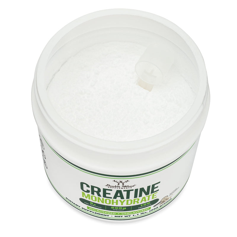 Creatine Monohydrate Powder 1.1lbs (100 Servings of 5 Grams Each - Third Party Tested Micronized Creatine Powder) Unflavored, Keto, Vegan Friendly (with Scoop)(Creatina Monohidratada) by Double Wood - BeesActive Australia