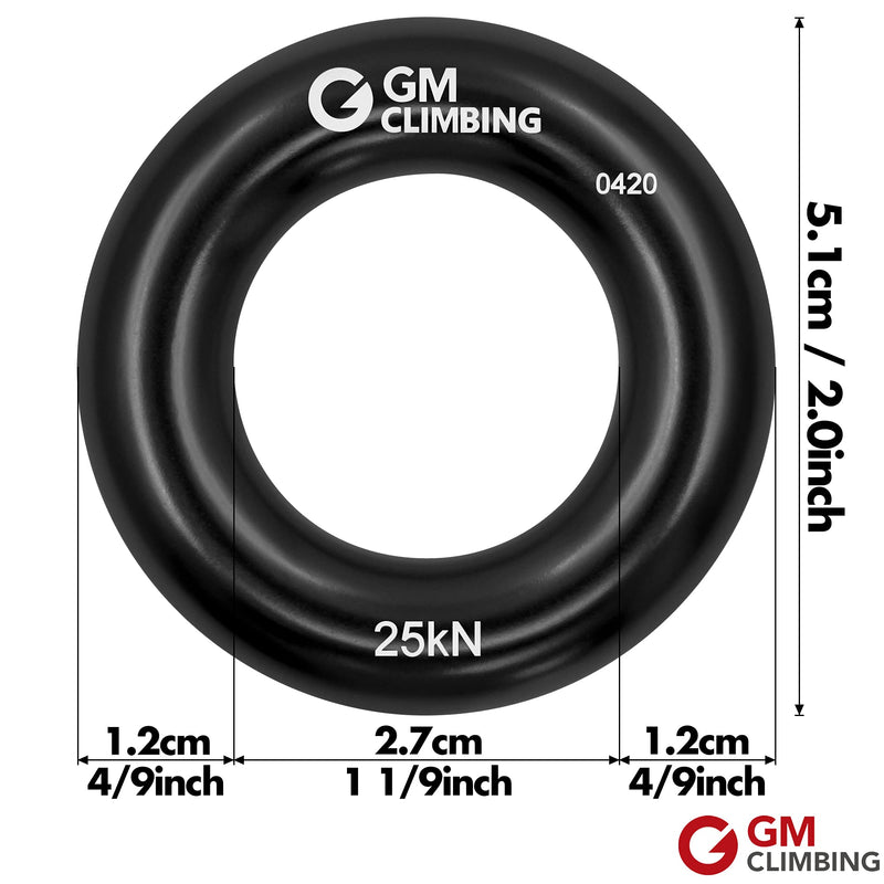 GM CLIMBING Rappel Ring 25kN for Rock Climbing Arborist Rescue Slackline Hammock Pack 1. Small-Black Pack of 2 - BeesActive Australia