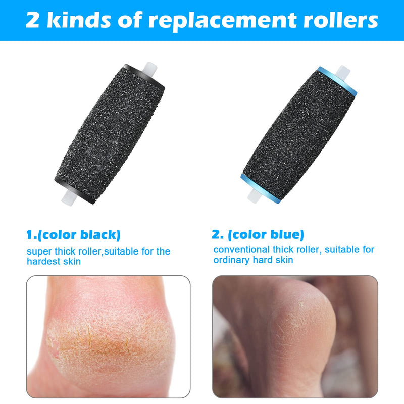 Jorest [5 Pcs] Replacement Rollers Refills Compatible with Scholl Velvet Smooth, 3 Types of Roughness, 4 Extra Coarse & 4 Regular & 2 Soft, for Electric Foot File, Pedicure Hard Skin Remover Black,blue - BeesActive Australia