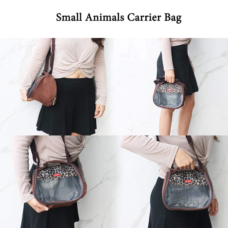 Travel Small Animals Guinea Pig Hamster Hedgehog Carrier Bag with Strap Durable Breathable Portable Small Guinea Pig Chinchillas Hamsters Hedgehogs Carrier Shoulder Bag for Small Animals Carriers Brown - BeesActive Australia