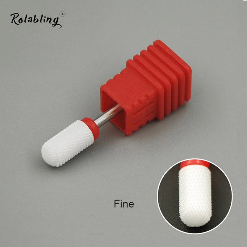 Rolabling Round Head Ceramic Nail Drill Bit for Electric Nail Drill Manicure Machine Accessories Tool (Red Fine) Red Fine - BeesActive Australia