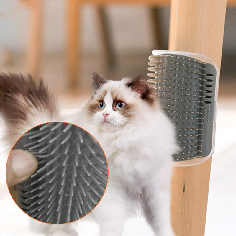 2 PACK Cat Self Groomer,Softer Cat Corner Scratcher For Wall With Catnip,Massage Comb Groomer Cat Corner Groomer,Pet Grooming Massage Kitten Brush,Cat Face Scratcher For Kitten with Long &Short Fur (Gray) Gray - BeesActive Australia