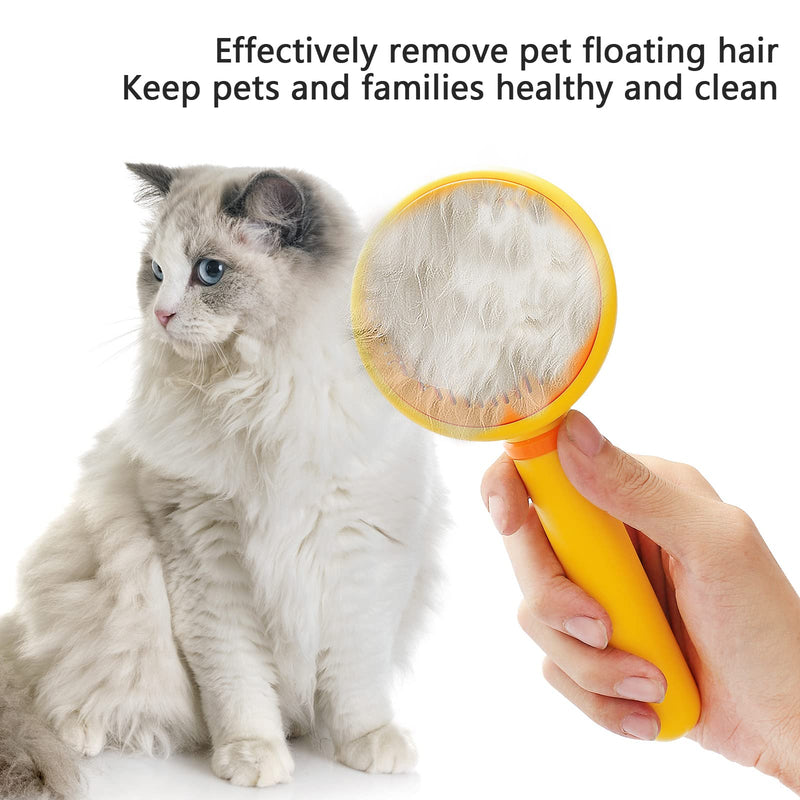 Cat Brush for Shedding,Cat Grooming Brushes for Dogs and Cats,Self-Cleaning Slicker Brush for Long or Short Hair,Pet Hair Brush Cat Comb for Removing Tangled and Loose Hair,Pet Massage-Self Cleaning(Chick) - BeesActive Australia