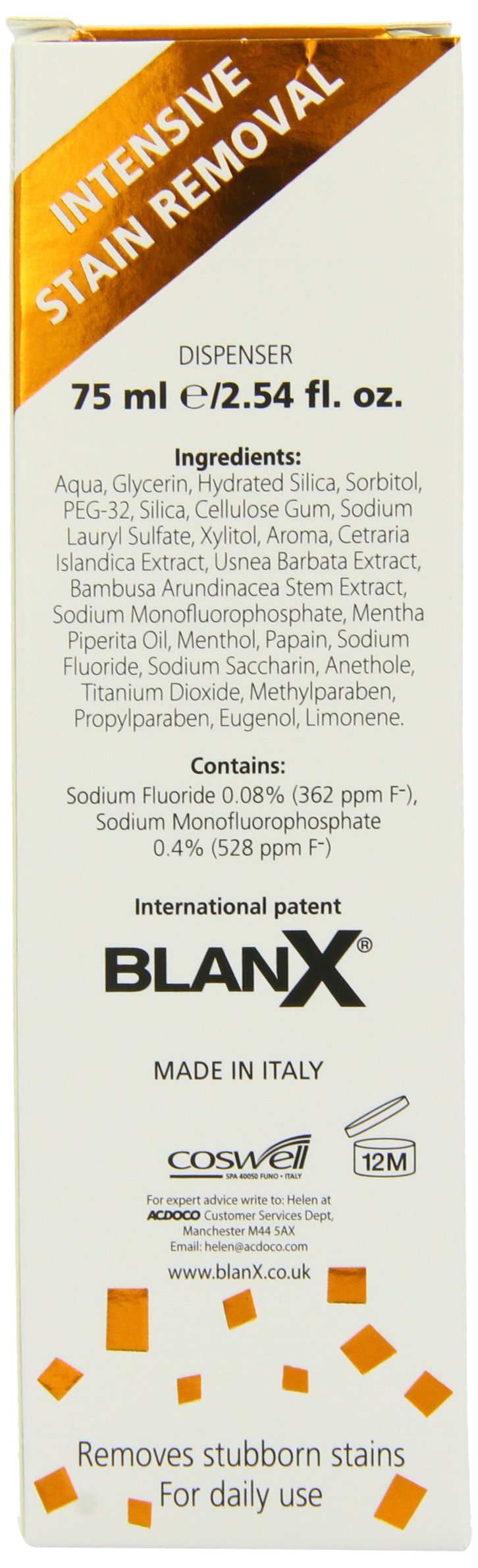 BlanX Intensive Stain Removal Whitening Toothpaste, 75 ml (Pack of 1) 75 ml (Pack of 1) - BeesActive Australia