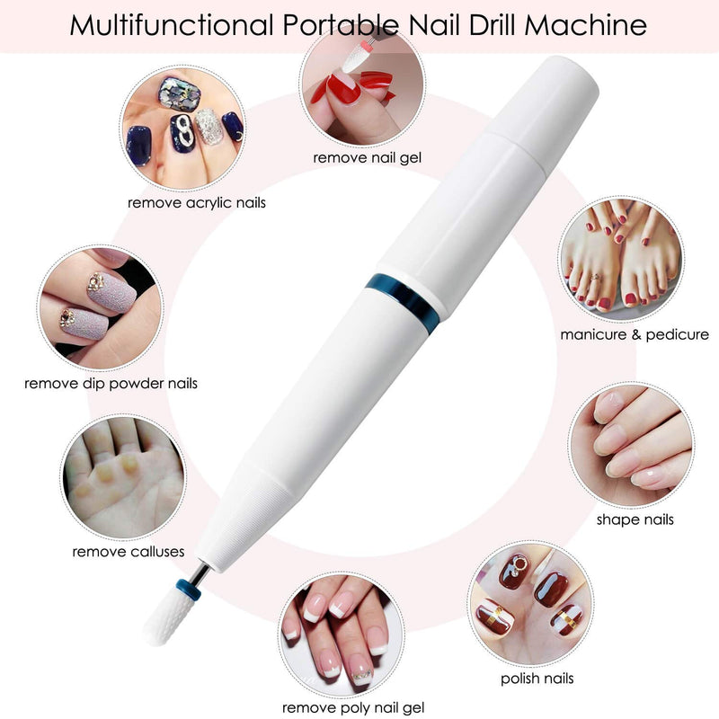 20000rpm Portable Nail Drill Machine for Acrylic Nails, Professional Compact Electric Efile Nail File Manicure Pedicure Shape Polishing Tool - BeesActive Australia