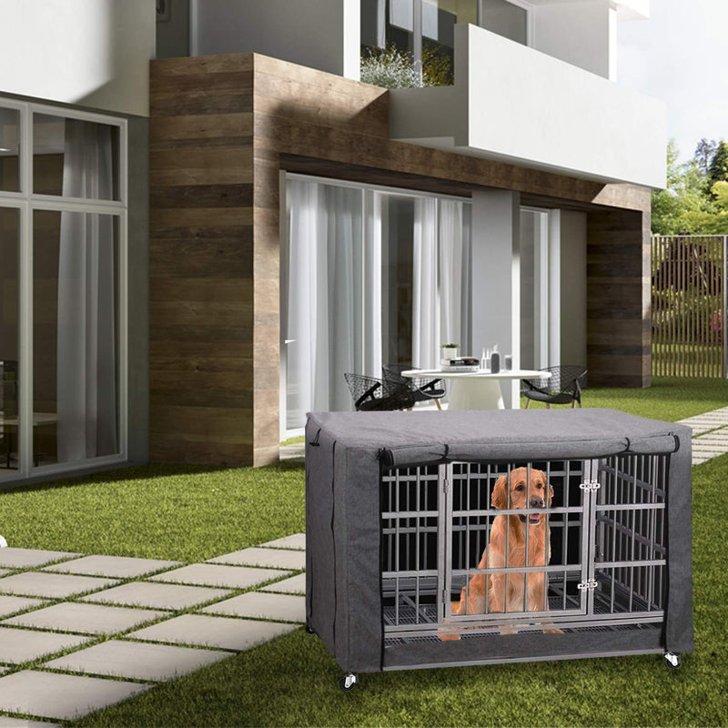 Dog Crate Cover, Ventilated Pet Keneel Cover, Durable Double Door Polyester Dog Crate Cloth Cover , Air Flow/Universal Fit for Wire Dog Crate (XS:25" Lx19 Wx20 H, Grey) - BeesActive Australia