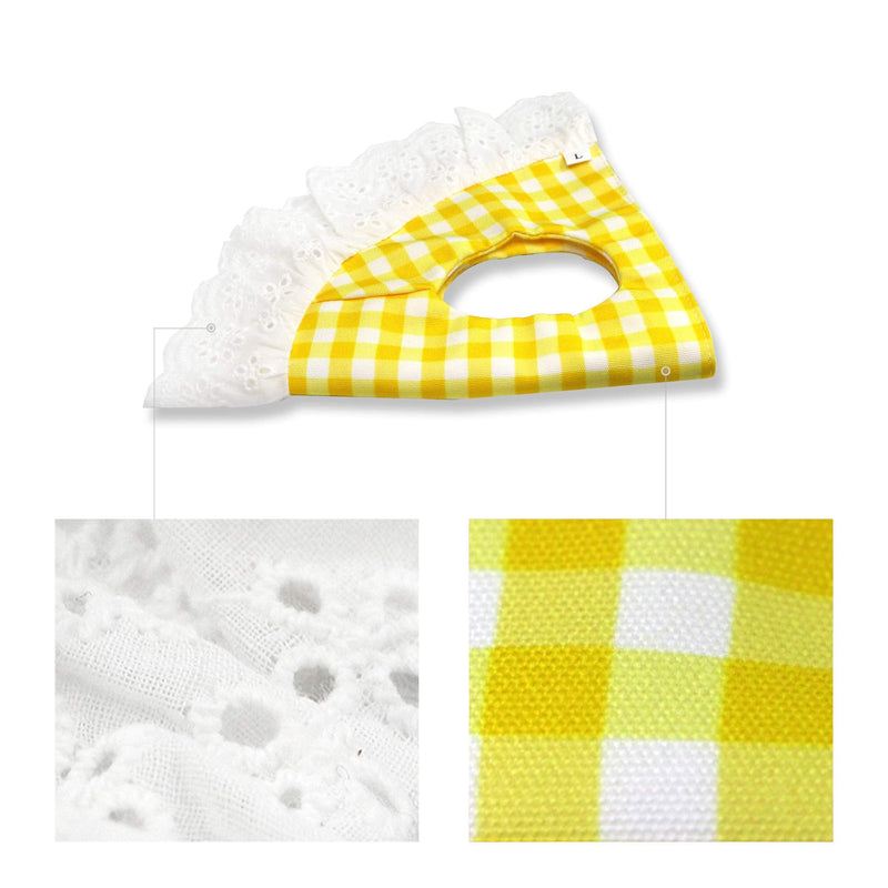 Dog Hat, YAODHAOD Summer Pet Lace Baby Hat Princess Sun Cap, Adjustable Dog Outdoor Sport Sun Protection Visor Sunbonnet Outfit with Ear Holes for Small and Medium Dog L (Pack of 1) Yellow - BeesActive Australia