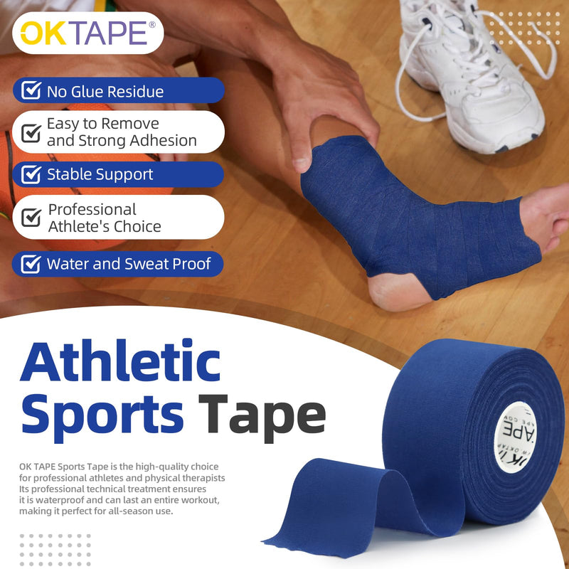 OK TAPE 4-Pack Athletic Sports Tape | Very Strong Easy Tear No Sticky Residue | Perfect Tape for Athlete & Medical Trainers (1.5in X 35ft) Blue 4 Rolls-Blue - BeesActive Australia