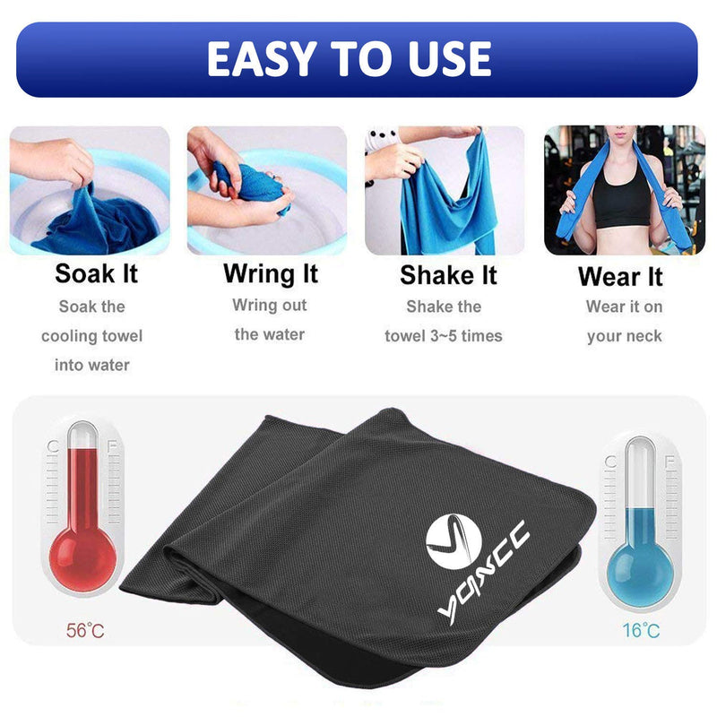 YQXCC 4 Pack Cooling Towel (47"x12") Ice Towel for Neck, Microfiber Cool Towel, Soft Breathable Chilly Towel for Yoga, Sports, Golf, Gym, Camping, Running, Fitness, Workout & More Activities 4 Dark Gray - BeesActive Australia