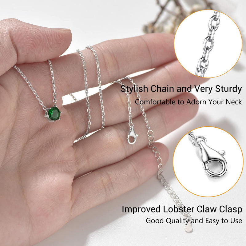 PROSILVER 925 Sterling Silver Dainty Necklace for Women Teen Girls, Gorgeous Cubic Zirconia Birthstone Necklace Jan - Dec Available, 16"-18" Adjustable, Come Gift Box 12 Dec (Blue Topaz) - BeesActive Australia