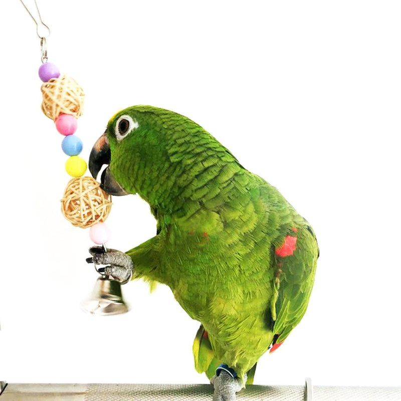 Mrli Pet Bird Swing Toys,Parrot Cage Toys Set Colorful Wood Bells and Wooden Hammock Perch for Budgie Lovebirds Conures Small Parakeet - BeesActive Australia