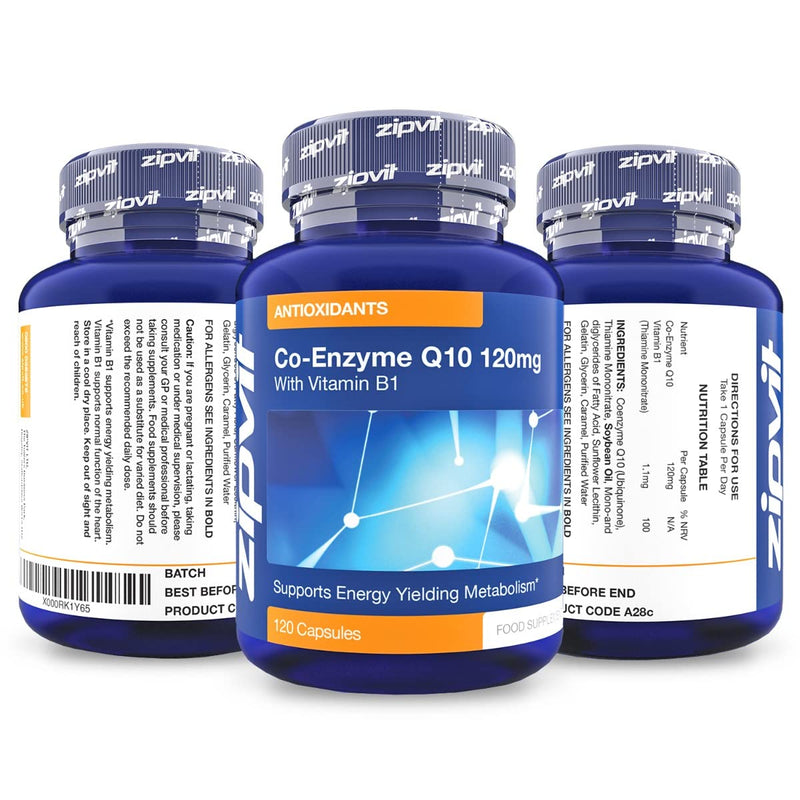 Co-Enzyme Q10 120mg with Added Vitamin B1, 120 Capsules. 4 Months Supply. Supports Normal Heart Function and Energy Production. - BeesActive Australia
