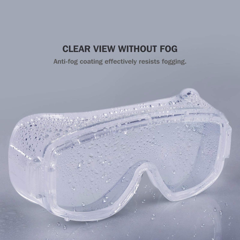 NOVETE Safety Goggles (Pack of 2), Anti-fog & Anti-scratch Coating, Protective Eyewear Safety Glasses, Adjustable Headband, Wide-Vision Clear Lens, Splash UV Eye Protection - BeesActive Australia