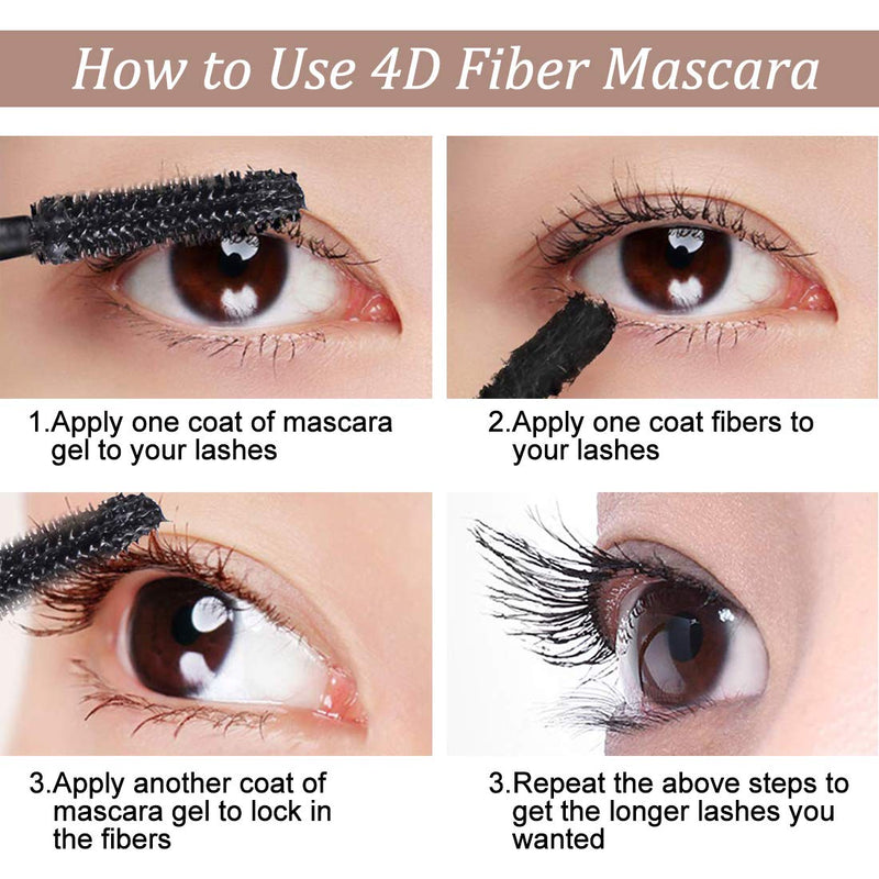 4D Silk Fiber mascara, Waterproof Eyelash Mascara Extra Long Lash Mascara & Eyelash Mascara Waterproof Long-lasting, smudge-proof mascara Natural eye make-up (Black gold) Black gold - BeesActive Australia