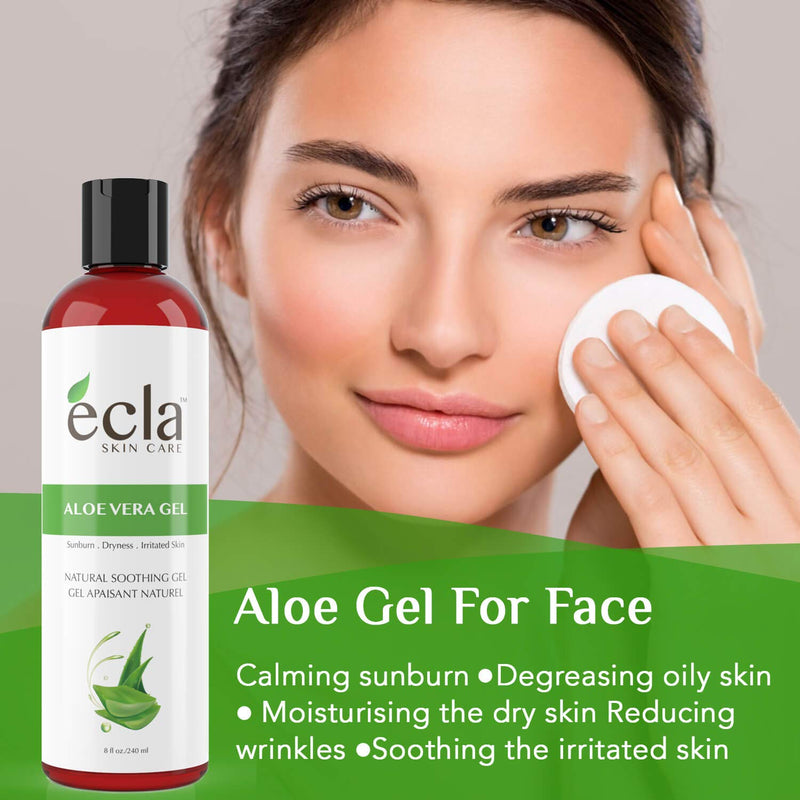 Aloe Vera Gel for Face, Body and Hair - Made with Organic 100% Pure Cold Pressed Juice, Not Powder - Natural Unscented and No Alcohol (8 Oz - 240ml) - BeesActive Australia