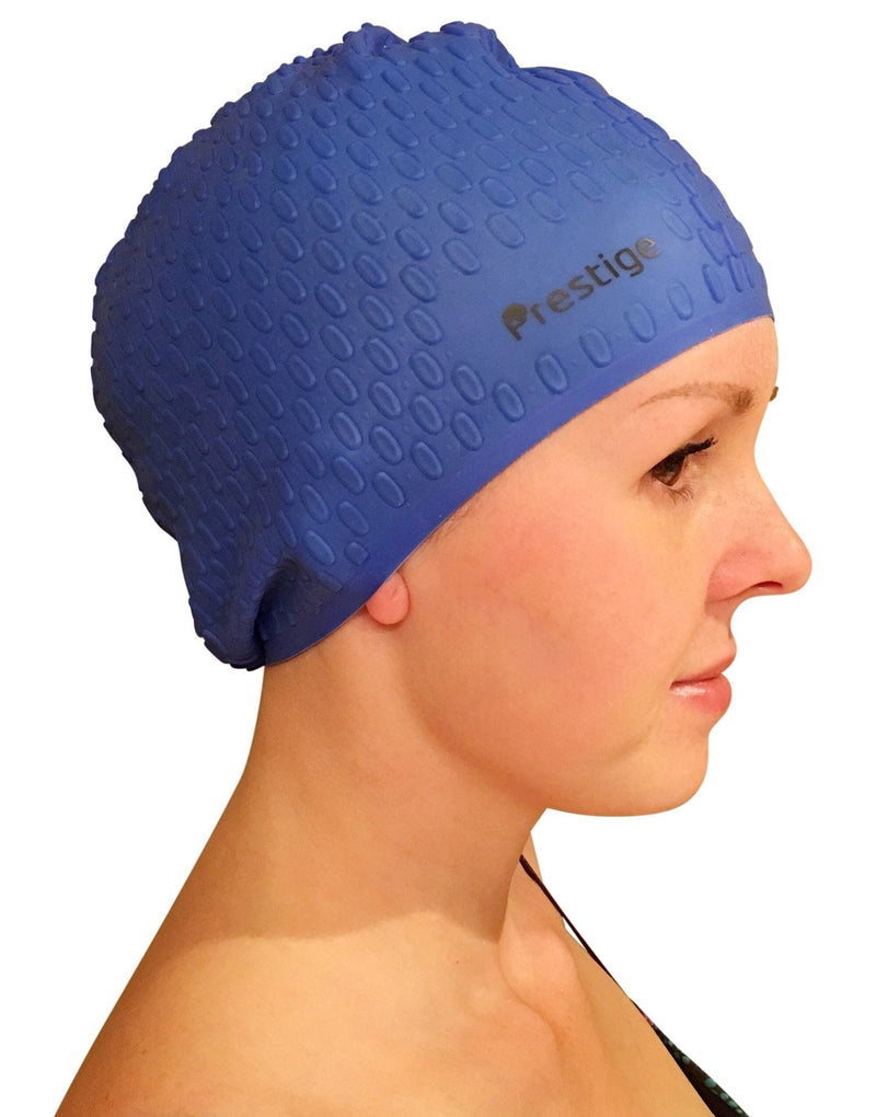 Premium Bubble Silicone Swimming Cap - Short, Medium & Long Hair - Water Drop Design Suitable for Men Women Adults Children Boys Girls! Blue - BeesActive Australia
