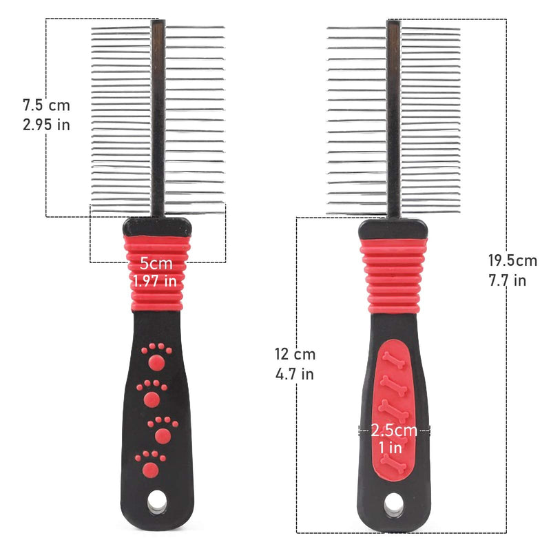 Metal Dog Combs for Grooming Shedding Dematting Stainless Wide Tooth for Long and Short Hair Deshedding Tools Greyhound Siberian Husky Gifts Hair Brush Small and Large Dogs Cats Undercoat Supplies - BeesActive Australia