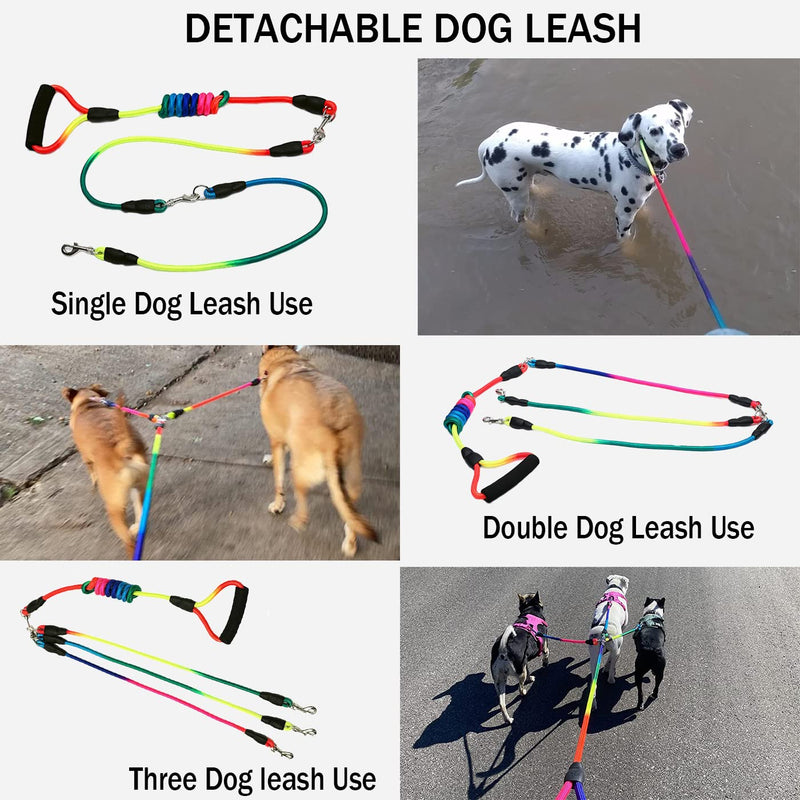 SONQUEEN Heavy Duty 3 Dog Leash,3 Way Dog Leash No Tangle,Multiple Dog Leash Detachable 360° Swivel with Soft Padded Handle,for Walking and Training Two/Three Dog Leash - BeesActive Australia