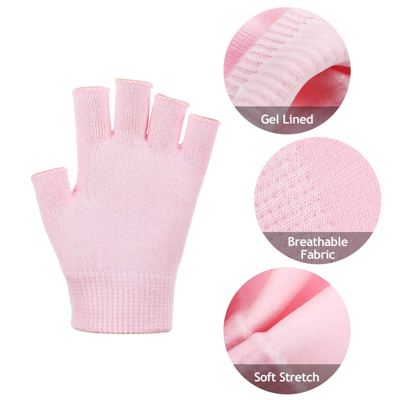 2 Pairs Moisturizing Gloves Fingerless Moisture Gloves Soft Moisturizing Gloves for Dry Rough and Cracked Hands (Pink and Black) Pink and Black - BeesActive Australia