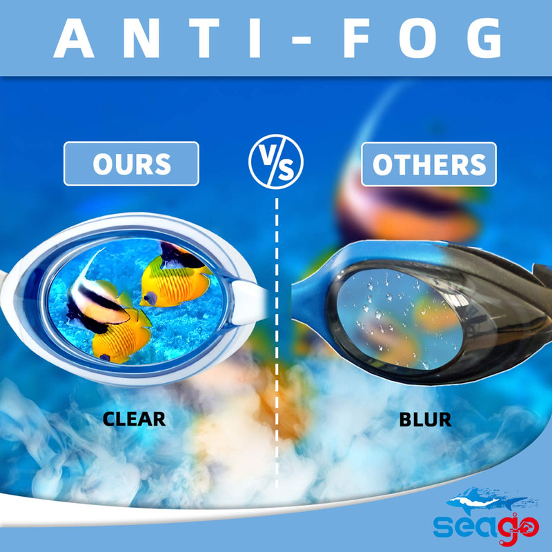 Swimming Goggles 2 Pack Anti-fog Anti-UV Silicone Swim Goggles Adult Women Men Black & Blue White - BeesActive Australia