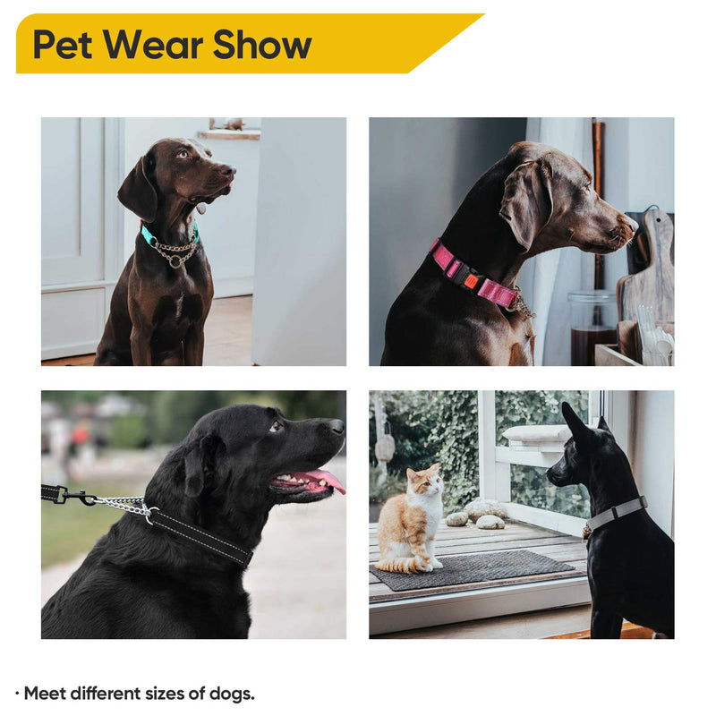 Timos Martingale Dog Collar for Small Medium Large Dogs with Safety Locking Buckle Reflective Adjustable Stainless Steel Chain Dog Collars Martingale Collars,S Length 11.81‘’-14.17‘’ Black - BeesActive Australia