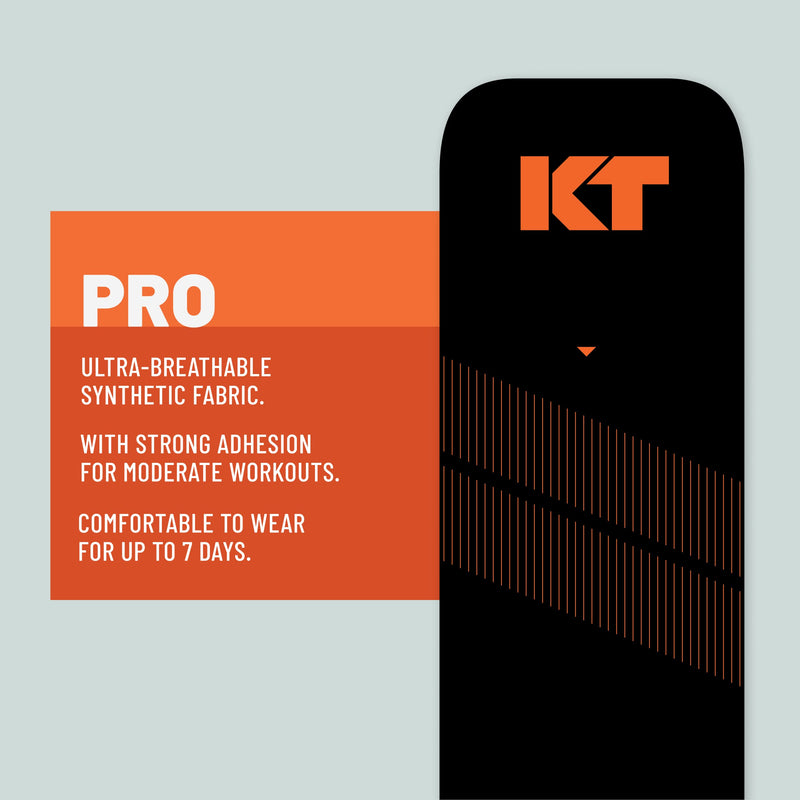 KT Tape, PRO Synthetic Kinesiology Athletic Tape, 20 Count, 10” Precut Strips, 20 Precut Strips Jet Black Solid - BeesActive Australia