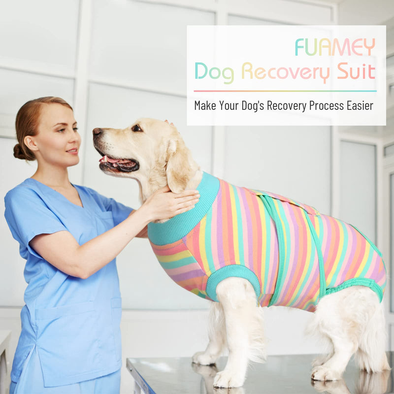 FUAMEY Recovery Suit for Dogs Cats After Surgery,Soft Breathable Pet Bodysuit E-Collar & Cone Alternative Surgical Suit Puppy Wear, Anti Licking Wounds Doggie Onesie for Small Medium and Large Pets XL colorful - BeesActive Australia