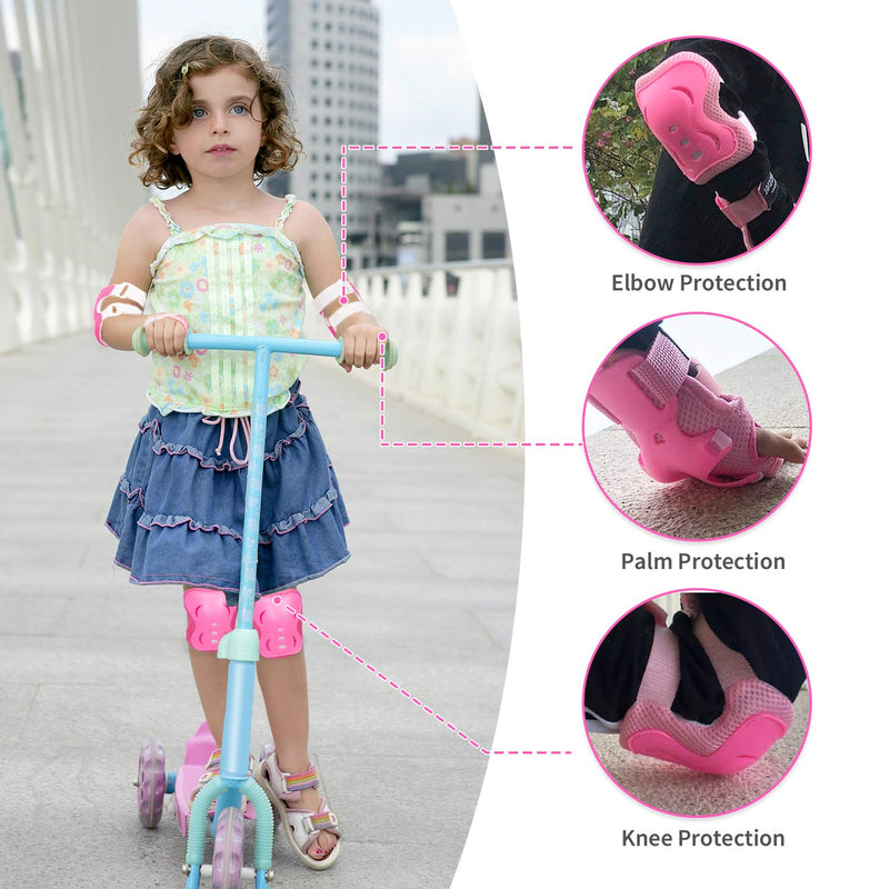 Kids/Youth Knee Pad Elbow Wrist Pads Guards Protective Gear Set for Roller Skates Cycling Bike Skateboard Inline Skatings Scooter Riding Sports,Suitable for Multiple Sports Outdoor Activities 02-Pink Small - BeesActive Australia