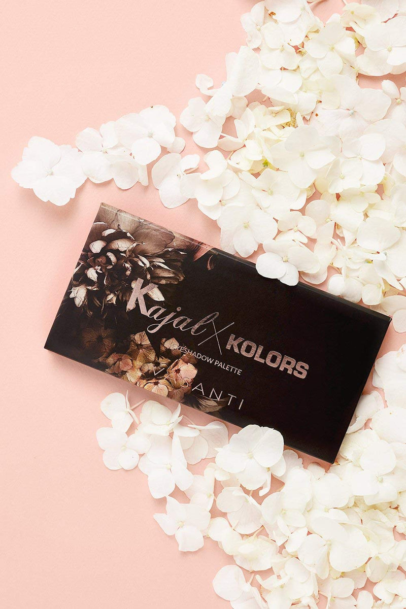 VASANTI 8 Colors Kajal X Kolors Eyeshadow Palette - Rich Pigmented Shimmer, Glitter, and Matte Shades, Highly Blendable Rich in Colour Eyeshadow Makeup Palette - BeesActive Australia