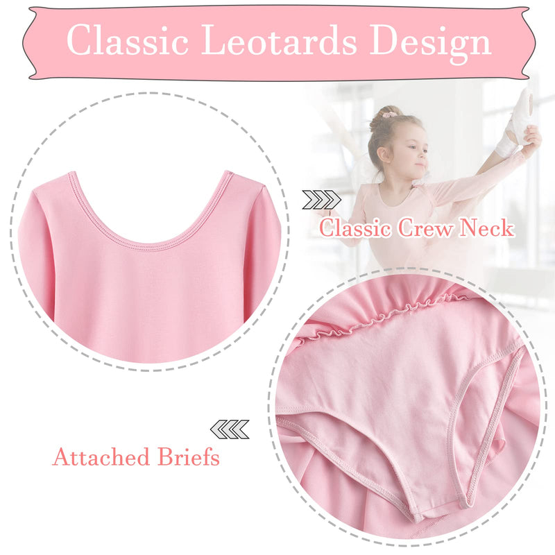 Girls Leotards for Dance Ruffle Sleeves Criss-cross Back Ballet Tutu Dresses for 3-9 Years Old A1 Pink-long Sleeve 4-5T - BeesActive Australia