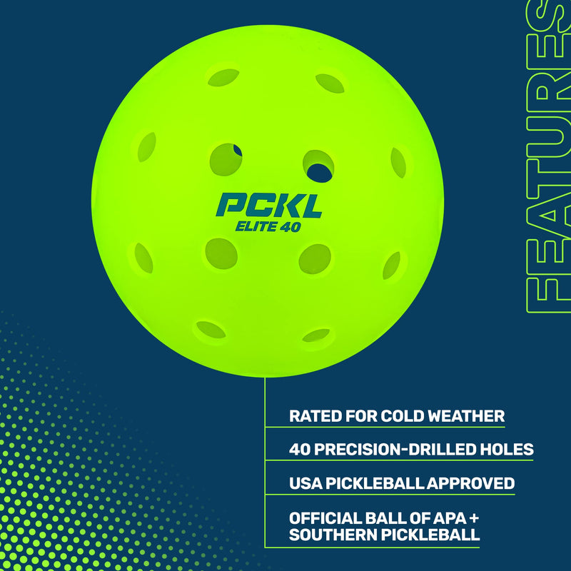 PCKL Elite 40 Pickleball Balls | Tournament and Competition Ball | 4 Pack of Balls | USA Pickleball Approved - BeesActive Australia