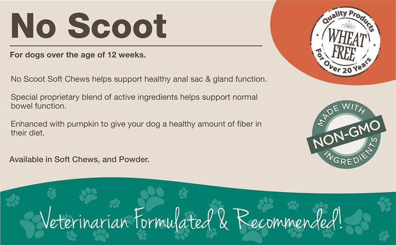 NaturVet - No Scoot for Dogs - Plus Pumpkin - Supports Healthy Anal Gland & Bowel Function - Enhanced with Beet Pulp & Psyllium Husk 120 Soft Chews - BeesActive Australia