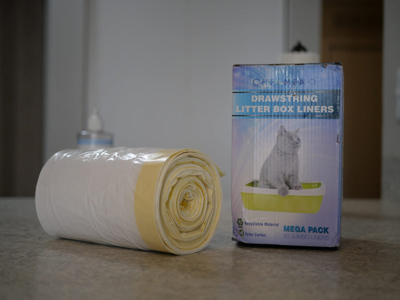 Cat Litter Box Liners Drawstring XL (30 Bags) 39" x 17" Super Jumbo Scratch Resistant Extra Heavy 2 Mil Litter Tray Cat Box Liner Bags (30 Count) Large - BeesActive Australia