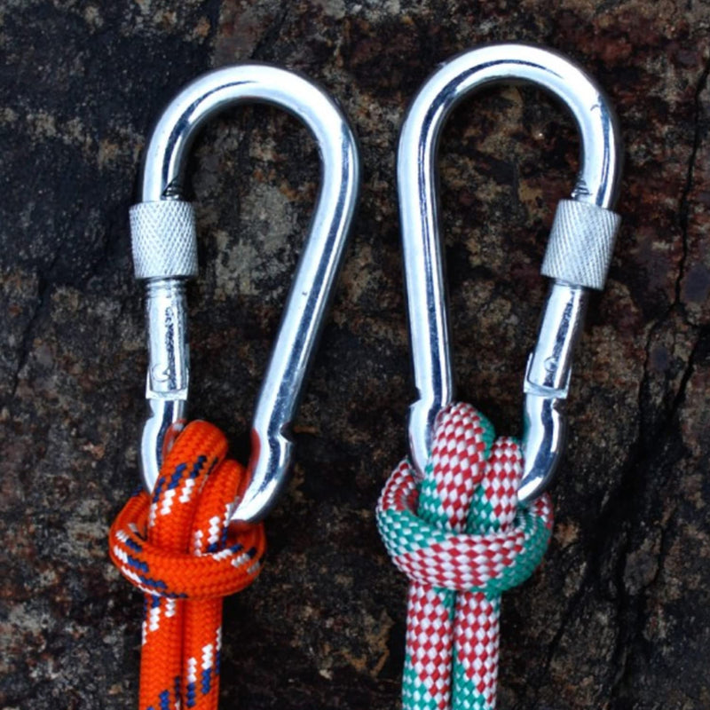 SpotDoo Locking Carabiner Clips, 304 Stainless Steel Heavy Duty Locking Carabiner Spring Snap Hook 3.15 Inch (M8) 6 - BeesActive Australia
