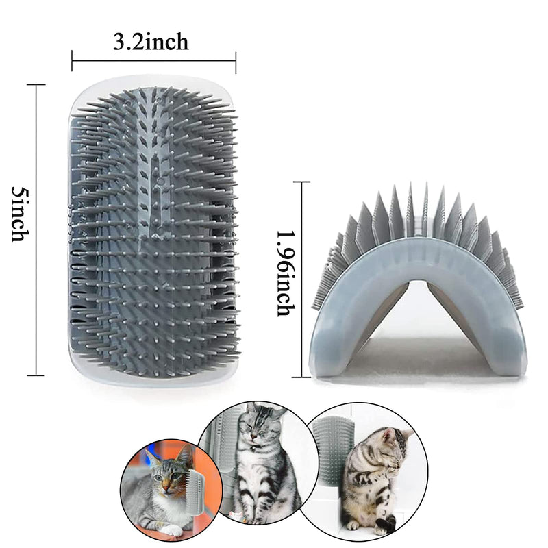 DOUBLE2C Cat Self Groomer, 4 Pack Cat Wall Corner Groomers with Catnip, Soft Face Scratchers Brush, Corner Massage Comb for Long & Short Fur Kitten/Puppy (Blue+Grey) - BeesActive Australia