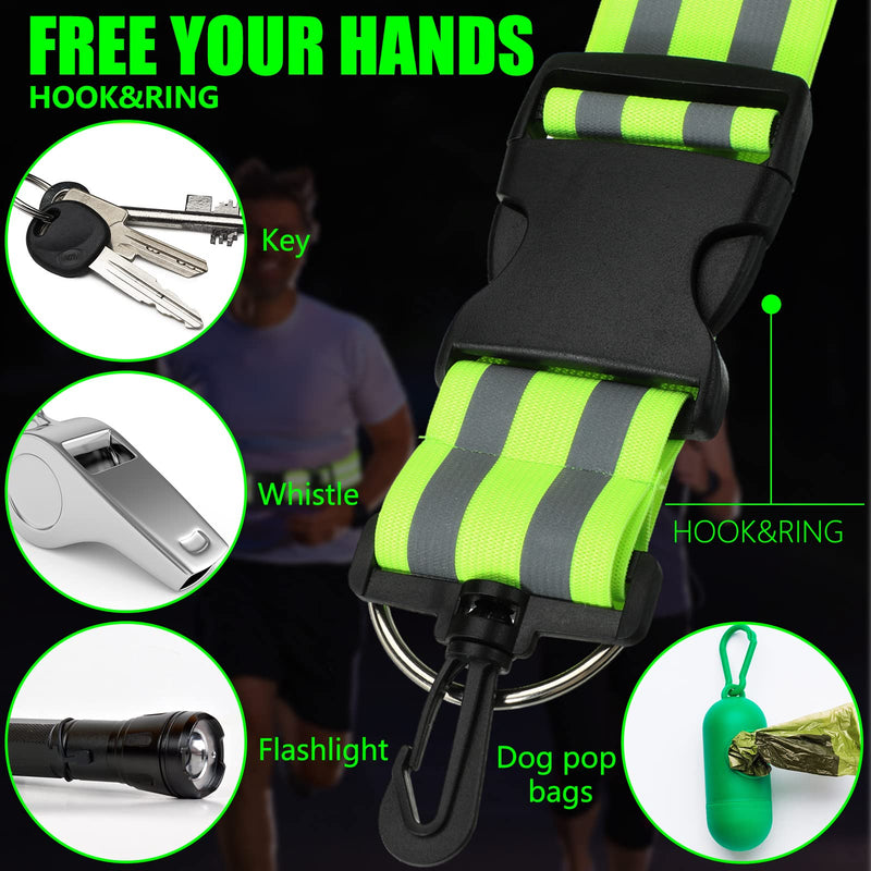 2 Pcs Reflective Sash with 4 Bands, Adjustable High Visibility Belt Safety Strap and Band for Wrist, Arm, Ankle, Leg, Substitute for Reflective Vest, Reflective Running Gear for Night Walking Cycling - BeesActive Australia