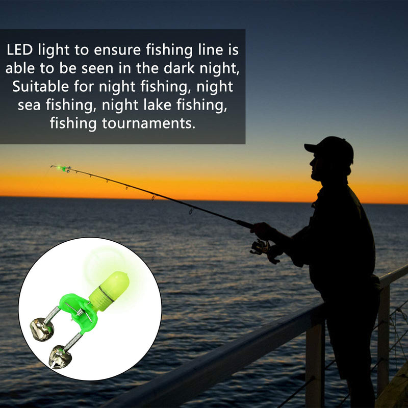 KIMROO Fishing Bite Alarm Night LED Light Rod Tip with Twin Bells Fishing Tackle Light Clip Indicator On Fishing Rod 20PCS - BeesActive Australia