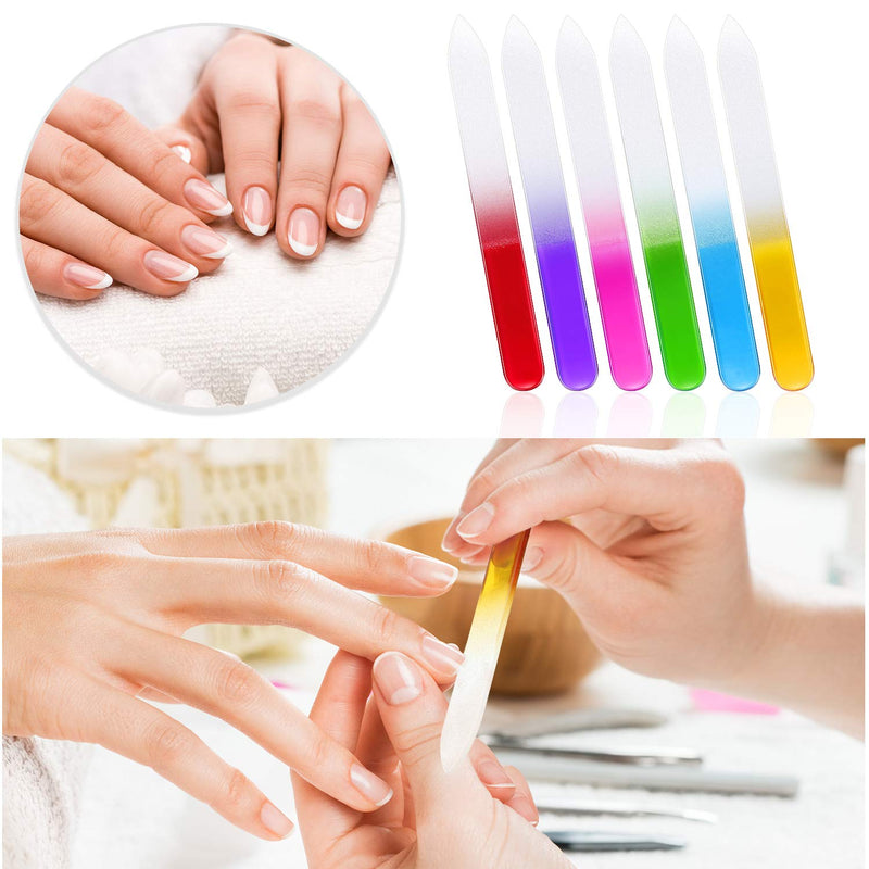 48 Pieces Nail Files Glass Nail Files Fingernail File Nail Care Manicure Tools Set Rubber Nail Cuticle Pusher, Gradient Rainbow Color Buffer Manicure for Women Men Natural Nail 3.54 x 0.4 x 0.12 Inch - BeesActive Australia