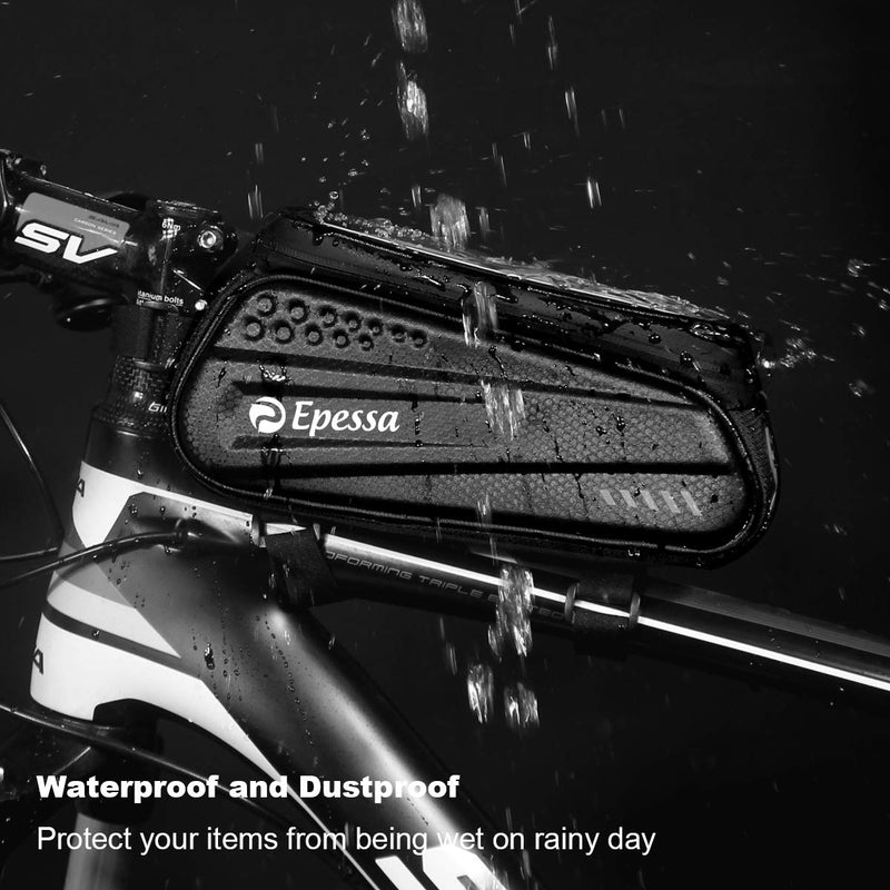 Epessa Bike Phone Mount Bag,Bicycle Waterproof Front Frame Top Tube Handlebar Bag with Sensitive Touch Screen for Cellphone Below 6.7'',Large Capacity ES3-frame - BeesActive Australia