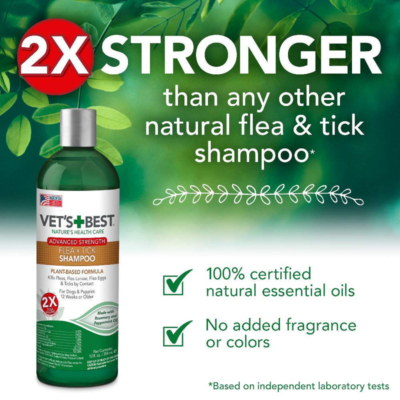 Vet's Best Flea and Tick Advanced Strength Dog Shampoo | Flea Treatment for Dogs | Flea Killer with Certified Natural Oils | 12 Ounces - BeesActive Australia