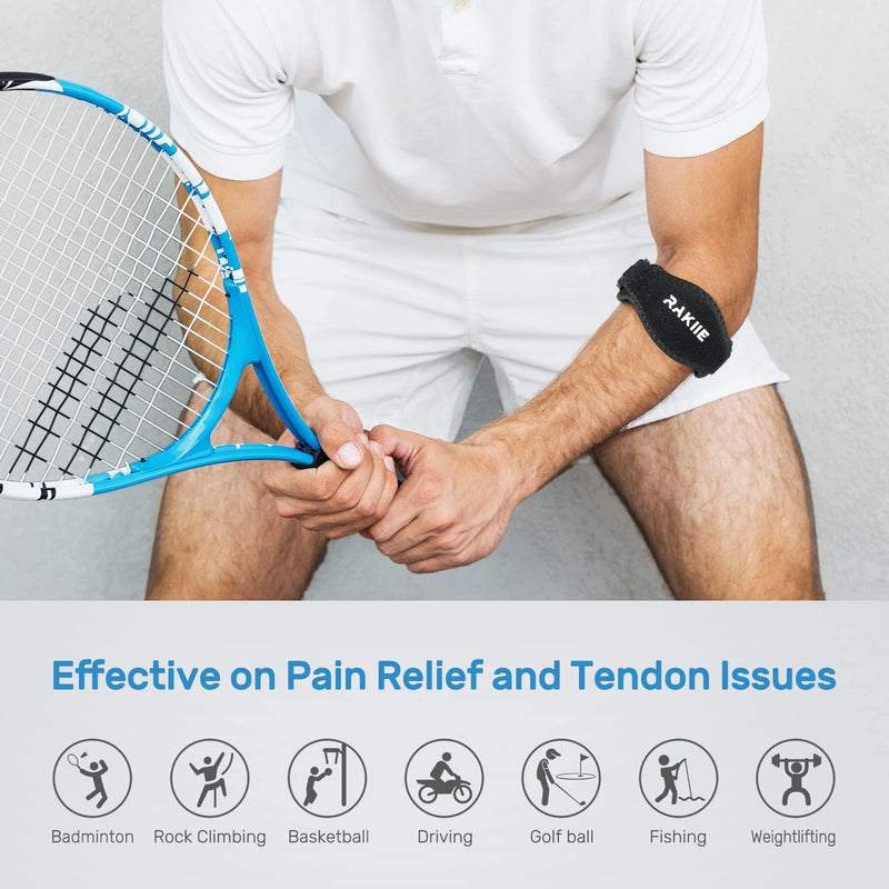 Rakiie Elbow Brace 2 Packs for Tendonitis, Adjustable Golf and Tennis Elbow Relief for Men and Women Light Blue - BeesActive Australia