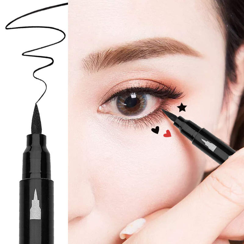 Double-sided Liquid Stamp Eyeliner Pen, Two colors Pencil with Eye Makeup Stamp Waterproof Double Sided Long Lasting Seal Eyeliner (6in1) 6 Count (Pack of 1) - BeesActive Australia