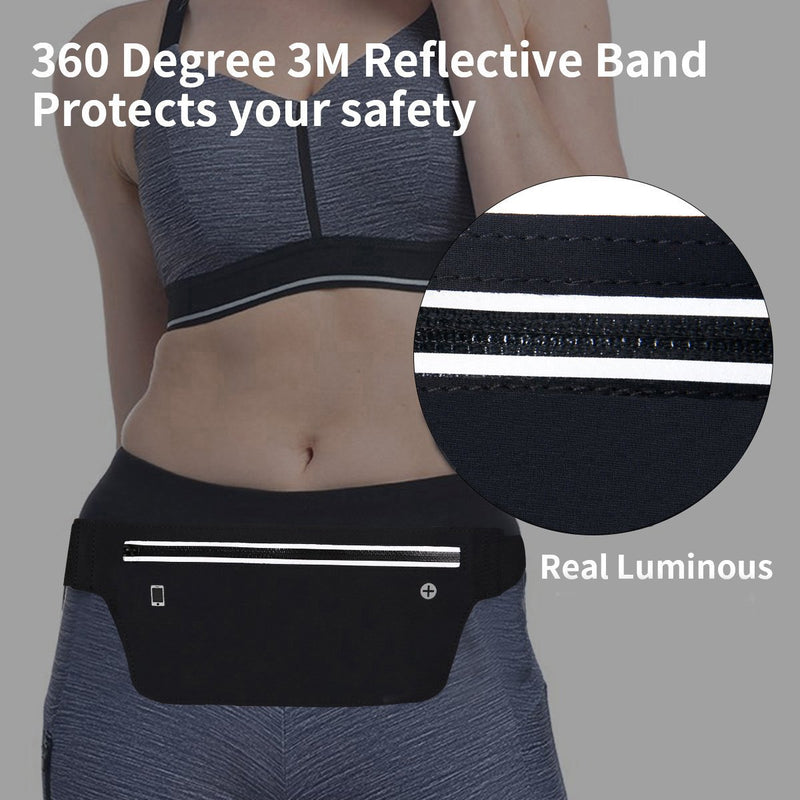 [AUSTRALIA] - Fanny Packs for Women, Waterproof Fanny Pack for Men, Adjustable Running Belt Waist Pack Slim Expandable Pocket Belt Black, iPhone Running Holder Cell Phone Elastic Waist Pouch Bag for Samsung/LG/GYM 