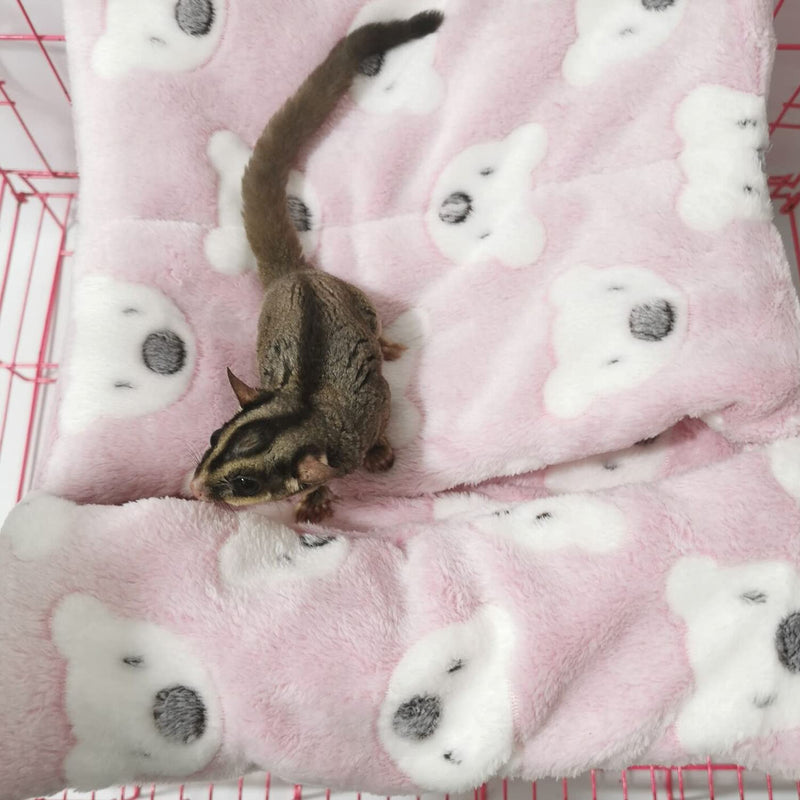 Littledropet Thick Fleece Ferret Sugar Gliders Hammock Pouch Sack Swing Hanging Bed for Rat Guinea Pig Squirrel and Other Small Animal L(13.7inch) Pink - BeesActive Australia