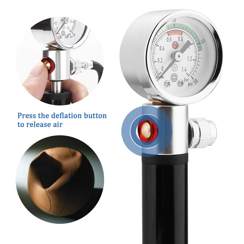 Ball Pump with Pressure Gauge, eBall Sports Ball Air Pump with Inflation Needles & Pressure Release Valve for Basketball, Football, Soccer Ball, Rugby, Volleyball and Other Inflatable Balls - BeesActive Australia