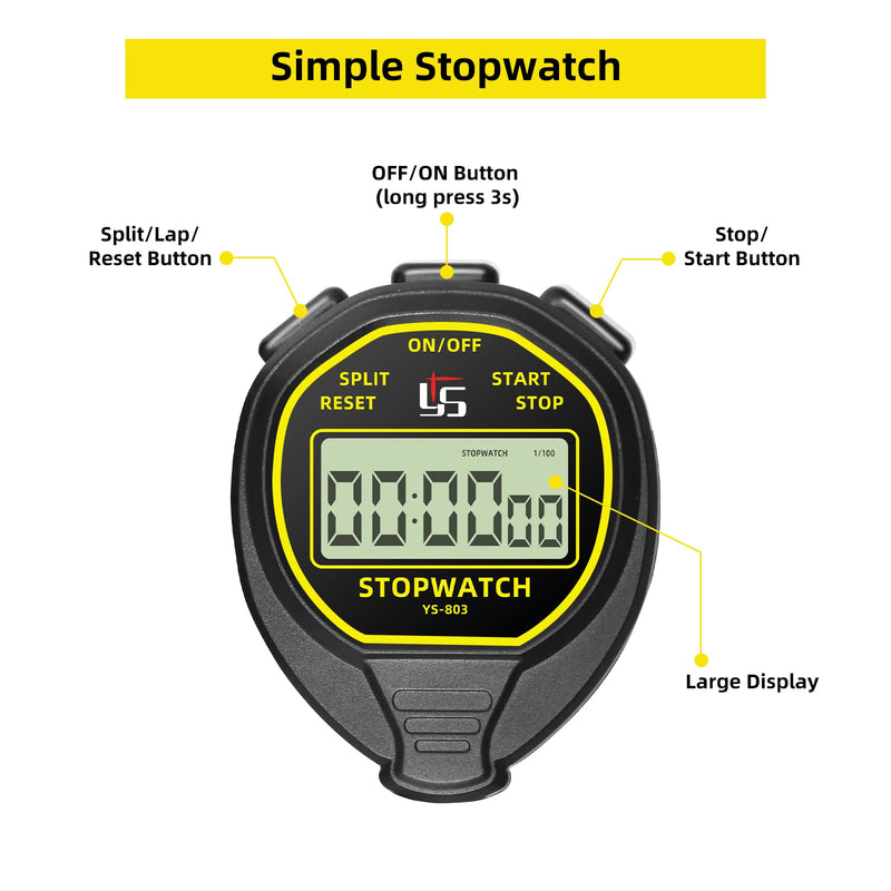 Waterproof Digital Stopwatch Timer, ANTEQI Large Display Simple Stopwatch with ON/Off Function No Clock No Calendar No Alarm Silent Stopwatch for Baseball Swimming Running Training Kids Coaches - BeesActive Australia
